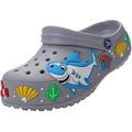 Girls Boys Clogs Shoes Cartoon Slides Sandals Little Kid's Slip-on Garden shoes Lightweight Beach Pool Shower Slippers, Grey