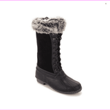 SportoÂ® Natasha; Waterproof Suede and Leather Duck Boot, Black 6 M