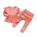 Big Clear Infant 2PCS Toddler Kids Baby Girl Clothes Set for Autumn Long Sleeve Cotton Ruffled Fly-sleeved Tops Pants Clothing Outfits