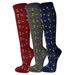 Couver Casual Wear Cotton Knee High Referee Socks Multi-Assorted Pack(Christmas Lights , Medium (3 Pairs))