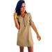 Women's Fashion Casual Dress A-Line Three Quarter Solid High Waist Zipper Plus Size Dresses