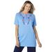 Woman Within Women's Plus Size Embroidered Pointelle Tunic