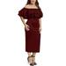 UKAP Women Plus Size Ruffle Dress Off Shoulder Bodycon Upper Flounce Layer One Piece Dress