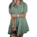 ZANZEA Women Turn-down Collar Short Sleeve Tiered Mini Short Dresses