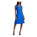 RALPH LAUREN Womens Blue Solid Sleeveless V Neck Above The Knee Fit + Flare Dress Size 14