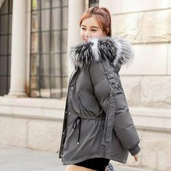 Down jacket winter with big fur collar winter coat women Clothes with Hats