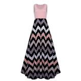 LAPA Women Boho Chevron Striped Print Summer Sleeveless Tank Long Maxi Party Dress