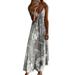 S-5XL Women Bohemian Floral Print Long Dress Summer Casual Sling Gradient Color Maxi Dresses V Neck Beach Vocation Party Cocktail Swing Dress Sundress