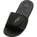 Norty Mens Summer Comfort Casual Slide Flat Strap Shower Sandals Slip On Shoes 41000-10D(M)US Black/Grey