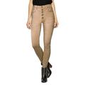 Hybrid & Company Super Comfy High-Waisted Stretch Women 5 Button Jeans, P43258SK-Khaki-1