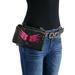 Milwaukee Leather MP8850 Ladies 'Winged' Leather Black and Pink Multi-Pocket Belt Bag