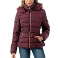 Fashionazzle Women's Short Puffer Coat with Removable Faux Fur Trim Hood Jacket