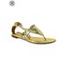 Luxtrada Womens Cici Theia Bikini Sandal Beach Sandals Summer Flip Flops Sandal with 18k Gold plated ring & Luxtrada Lock pendant
