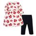 Hudson Baby Baby Girl Quilted Cotton Dress and Leggings, Red Rose, 2 Toddler