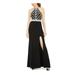BLONDIE Womens Black Beaded Slitted Spaghetti Strap Grecian Neckline Full-Length Fit + Flare Party Dress Size 5