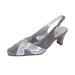 FLORAL Layla Women's Wide Width Glittery Slingback with Pleated Front Crystals SILVER 7.5