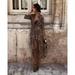 Women Bodycon Slim Long Sleeve Dress Evening Cocktail Party Leopard Print Dress