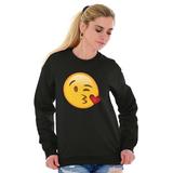 Emoji Sweat Shirt Sweatshirt For Womens Kissing Kissy Emoticon Flirty Winking