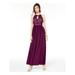 MORGAN & CO Womens Purple Sequined Printed Halter Maxi Mermaid Formal Dress Size 0