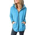 Women Lightweight Plus Size Hoodies Jacket Office Work Coat Long Sleeve Outwear Overcoat