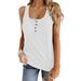 Avamo Women's Sleeveless Square Collar Ribbed Button Knit Summer Tank Top Solid Color Racer Back Tops White S(US 2-4)