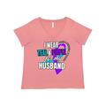 Inktastic Suicide Prevention I Wear Teal and Purple For My Husband Adult Women's Plus Size V-Neck Female