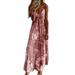 Jocestyle Women Floral Print Slip Dress V Neck Summer Beach Tunic Dresses (Pink 2XL)