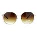 SA106 Retro Oversize Metal Octagonal Butterfly Womens Sunglasses Gold Brown