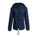 Women Lightweight Hooded Raincoat Waterproof Active Outdoor Rain Jacket With Hoodies Ladies Long Sleeve Casual Slim Fit Zipper Outwear Jacket Coat