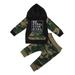 Musuos Baby Kids Suit Letter Print Pocket Decoration Top Camouflage Stretch Pants Set