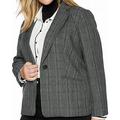 Women Jacket Blazer Notch Collar Plaid One-Button 6