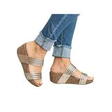 LUXUR Ladies Womens Studded Platform Platform Slip On Heel Wedge Summer Sandals