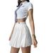 NEW Women's Pleated Skirt, High-Waist Half-Dress, Embroidery Moon Casual Party Short Ruffle Clothes