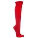 COUVER Toe, Sole & Heel Cushioned Adult/Youth Athletic Hockey, Softball, Volleyball, Lacrosse, Any Sports Knee High Socks, RED, Large