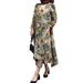 ZANZEA Women O Neck Long Sleeve Floral Print Dress Cotton Asymmetric Long Dress