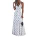 Women's Sleeveless Polka Dot Print Backless Maxi Dresses Sexy Holiday Party Halter Dress