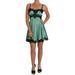 Dolce & Gabbana Green Silk Stretch Black Lace Dress