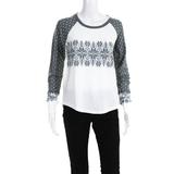 PJ Salvage Womens Snowed In Snowflake Print Top Charcoal Size Small