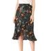 Allegra K Junior's Ruffle Skirt Tie Waist High Low Floral Wrap Skirt