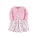 Luvable Friends Baby Girl Dress & Cardigan, 2pc Outfit Set