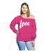 Awkward Styles Off Shoulder Love Curvy Plus Sweatshirt Plus Size Sweaters for Women Love Sweater Off The Shoulder for Curvy Women Casual Loose Fit Sweater Sexy Plus Size Love Oversized Sweater