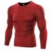 Mens Compression Under Base Layer Top Long Sleeve Tights Sports Running T-shirts Red L