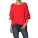TheMogan Women's S~3X Casual 3/4 Tiered Bell Sleeve Boat Neck Blouse Top Shirt