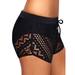 Sexy Ladies Women Swim Shorts Briefs Bath Pants Tankini Bikini Bottoms Crochet Swimwear Beachwear Black Blue Solid