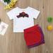 Lookwoild Kids Baby Girls Bow Flower Tops T-shirt Tight Skirts Outfits Clothes