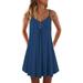 NHT&WT Women's Plus Size V Neck Sleeveless Dresses Sexy Spaghetti Strap Mini Party Dress Summer Beach Tank Dress