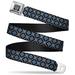 BD Wings Logo Brushed CLOSE-UP Black Silver Seatbelt Belt - Argyle Black Seatbelt Belt Standard