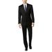 NEW Solid Black Mens Size 46 Two Button Wool Suit