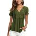 MISS MOLY Women's Peasant Tops Deep V Neck Shirts Peplum Tops Women Ruched Front Blouse Army Green XL