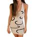 Fiomva Printed Halter Dress, Slim Fit Sleeveless U-shaped Neck One-piece